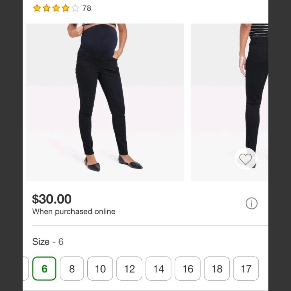 Women's Black Maternity Pants ingrid and isabel maternity Black Jeans 8 NWT